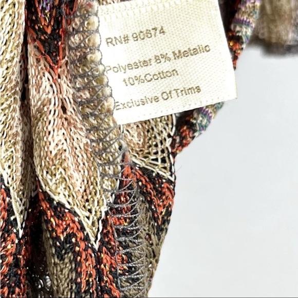 Boston Proper Blouse Sz XL V-Neck Multicolor Zig-Zag Indie Boho Cinch Bust EUC - Picture 10 of 13